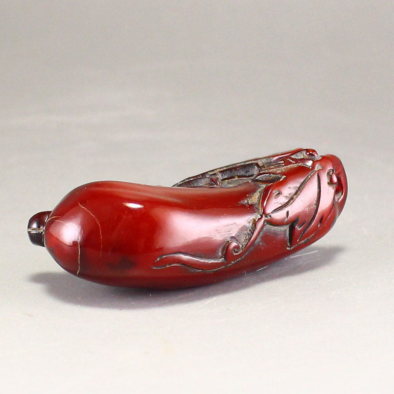 Chinese Ox Horn Carved Cicada Pendant