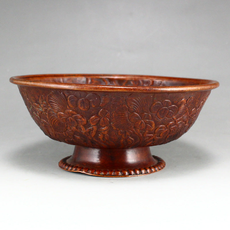 Old Chinese Copper Flowers & Birds Design Bowl