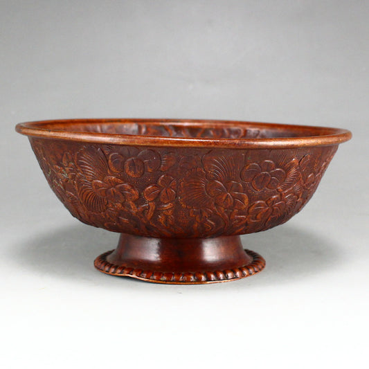 Old Chinese Copper Flowers & Birds Design Bowl