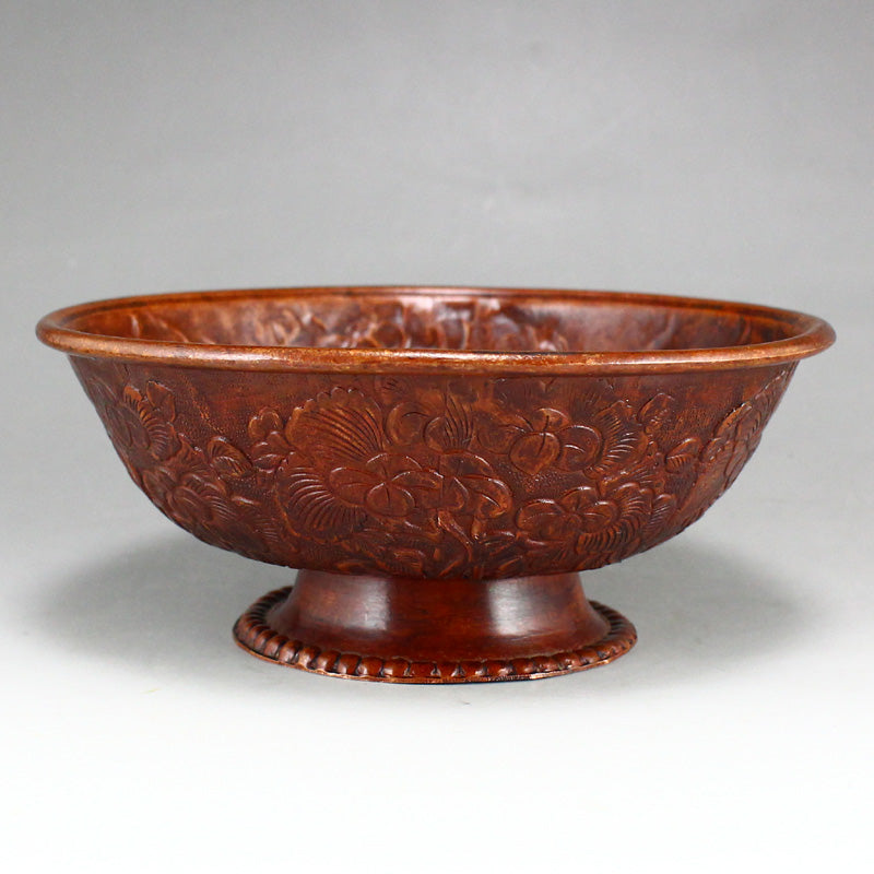 Old Chinese Copper Flowers & Birds Design Bowl