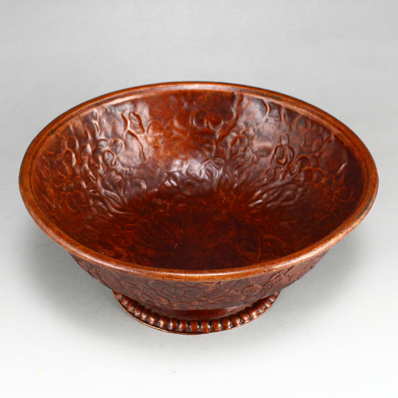 Old Chinese Copper Flowers & Birds Design Bowl