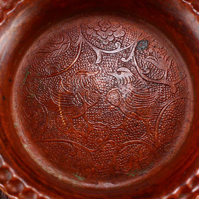 Old Chinese Copper Flowers & Birds Design Bowl