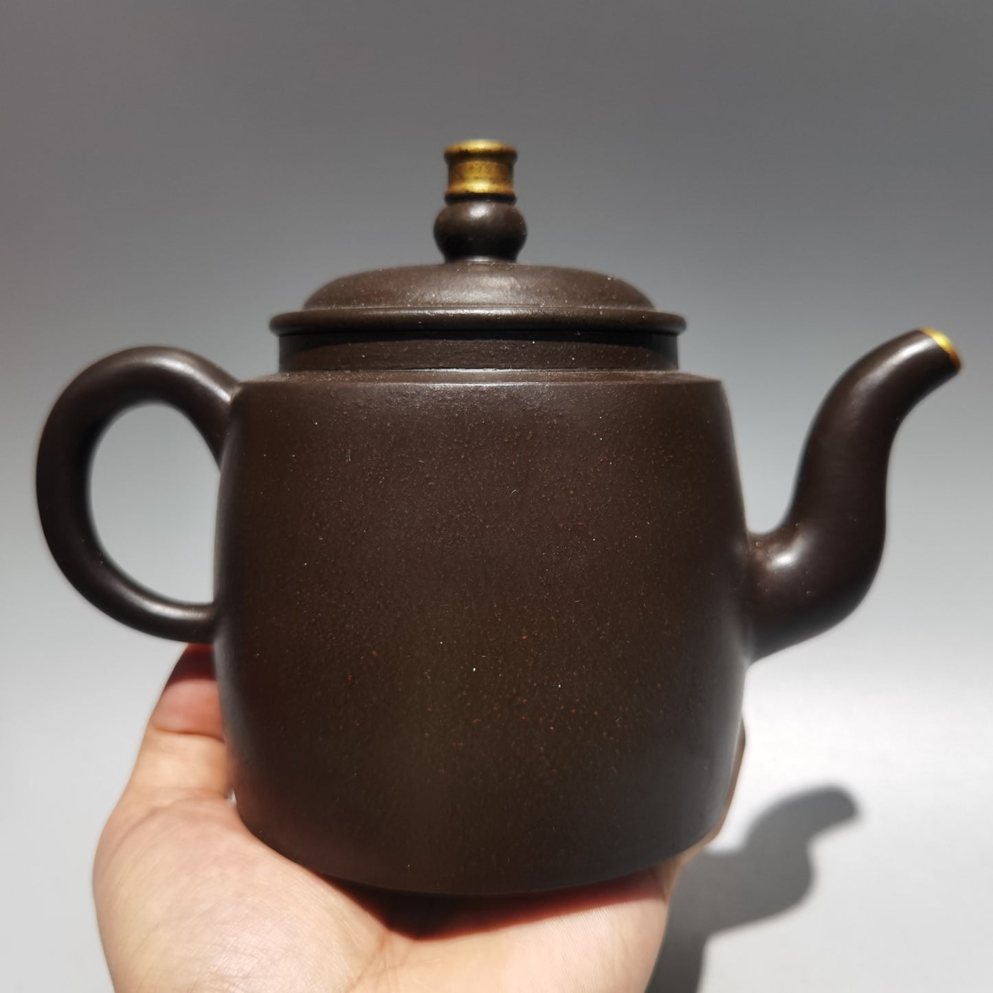 Chinese Gilt Gold Yixing Zisha Clay Teapot w Artist Signed