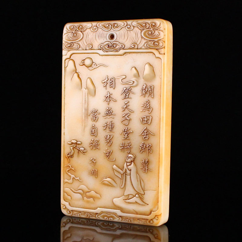 Old Chinese Hetian Jade Low Relief Five Kids Design Pendant