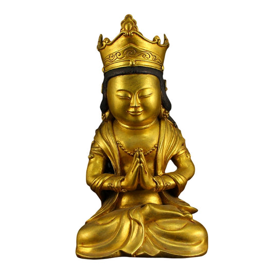 Old Chinese Gilt Gold Bronze Buddha Statue