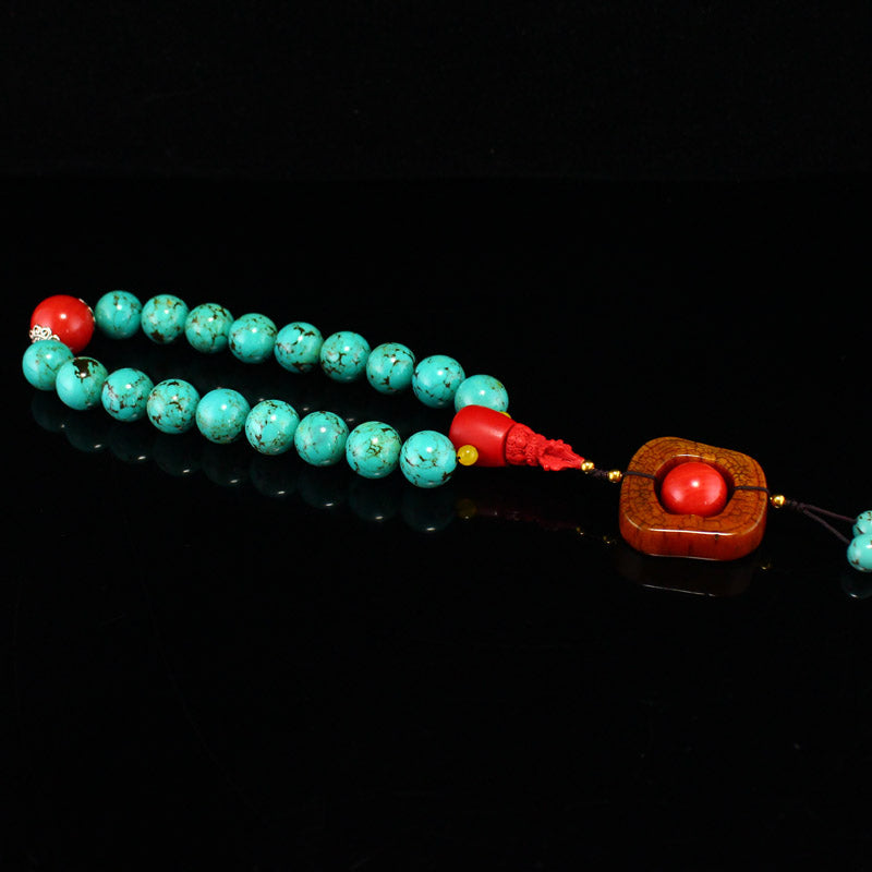 Vintage Chinese Ox Horn & Turquoise Beads Bracelet