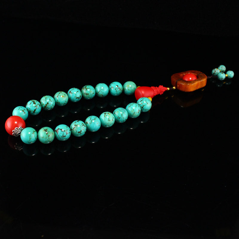 Vintage Chinese Ox Horn & Turquoise Beads Bracelet