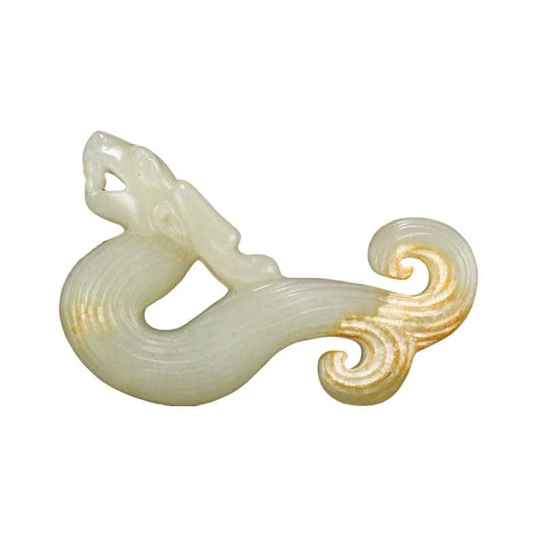 Openwork Chinese Hetian Jade Chi Dragon Pendant