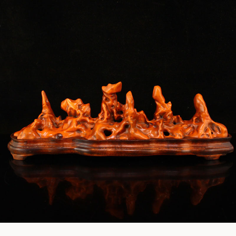 Chinese Boxwood Wood Rockery Shape Incense Burner