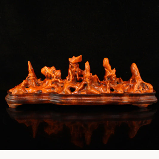 Chinese Boxwood Wood Rockery Shape Incense Burner