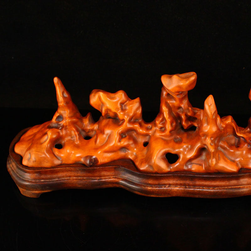 Chinese Boxwood Wood Rockery Shape Incense Burner