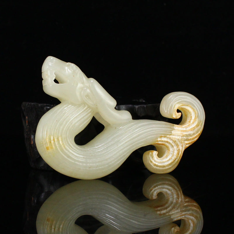 Openwork Chinese Hetian Jade Chi Dragon Pendant