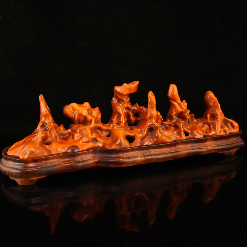 Chinese Boxwood Wood Rockery Shape Incense Burner