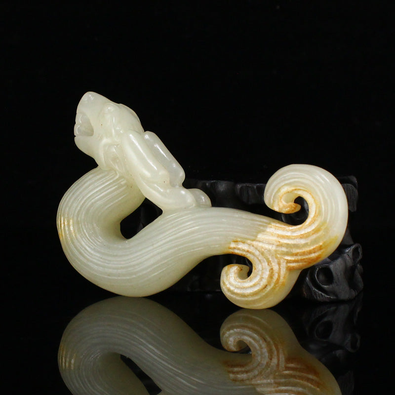 Openwork Chinese Hetian Jade Chi Dragon Pendant