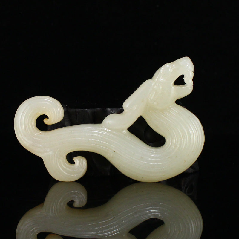 Openwork Chinese Hetian Jade Chi Dragon Pendant