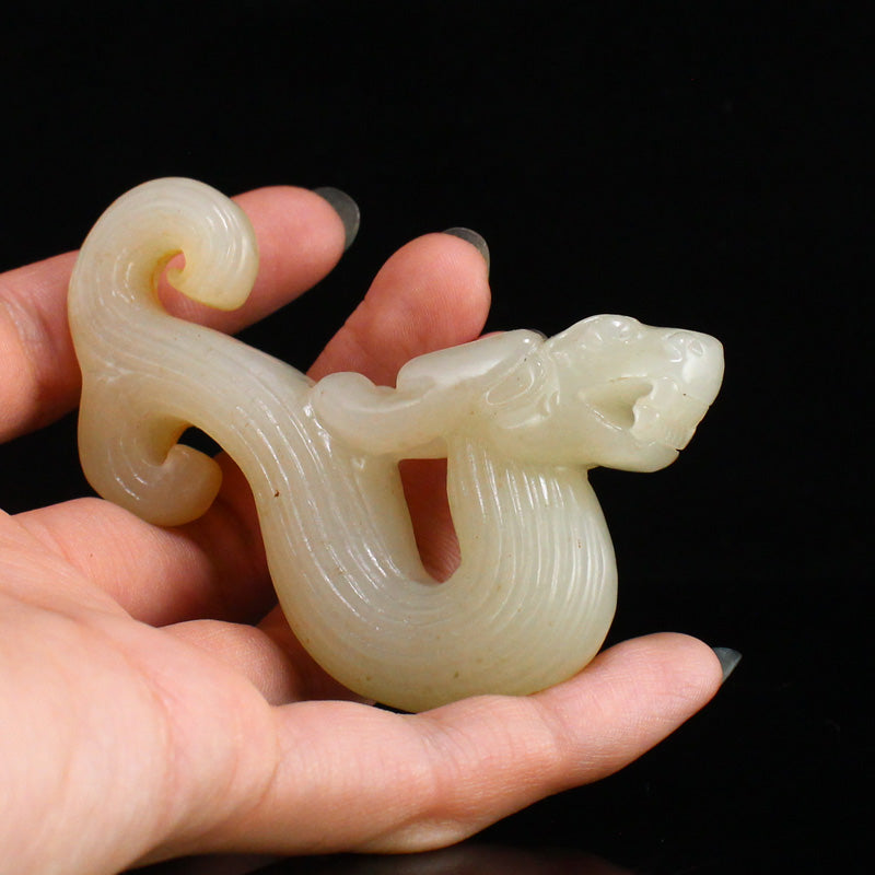 Openwork Chinese Hetian Jade Chi Dragon Pendant