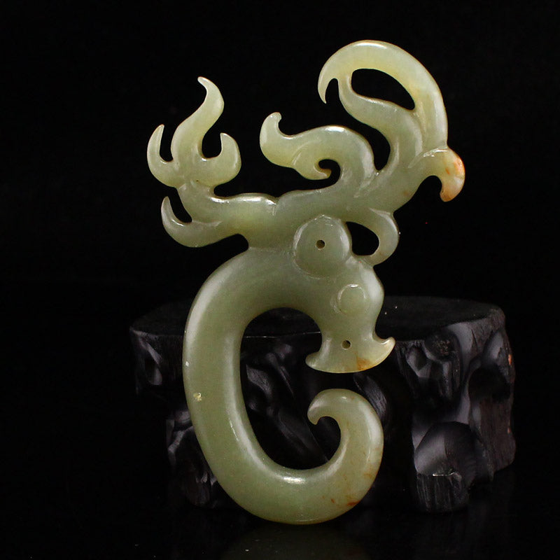 Old Chinese Hetian Jade Carved Deer Pendant