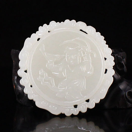 Chinese Natural Hetian Jade Fortune Kid Pendant