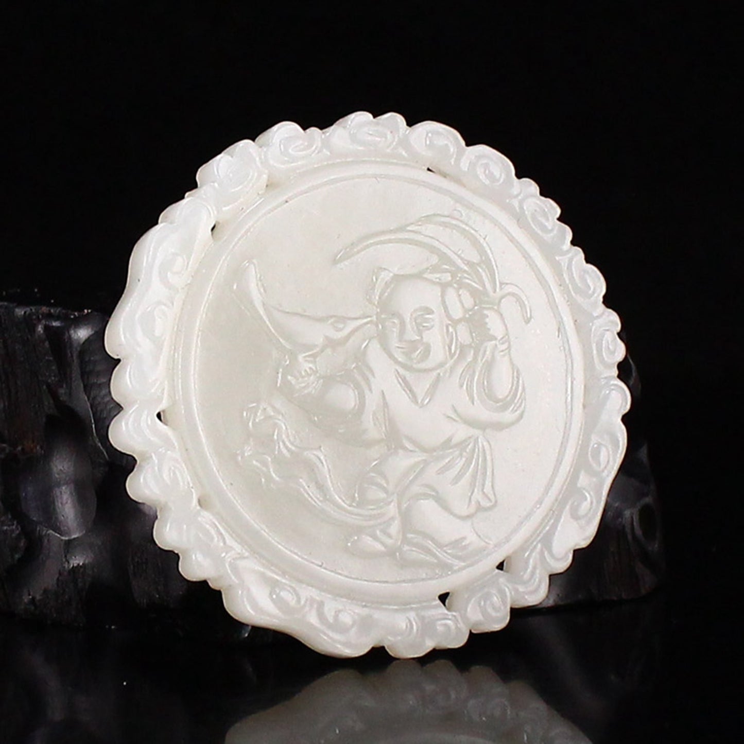 Chinese Natural Hetian Jade Fortune Kid Pendant