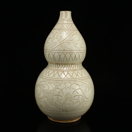 Chinese White Glaze Ding Kiln Porcelain Gourd Bottle