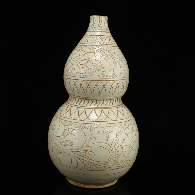 Chinese White Glaze Ding Kiln Porcelain Gourd Bottle