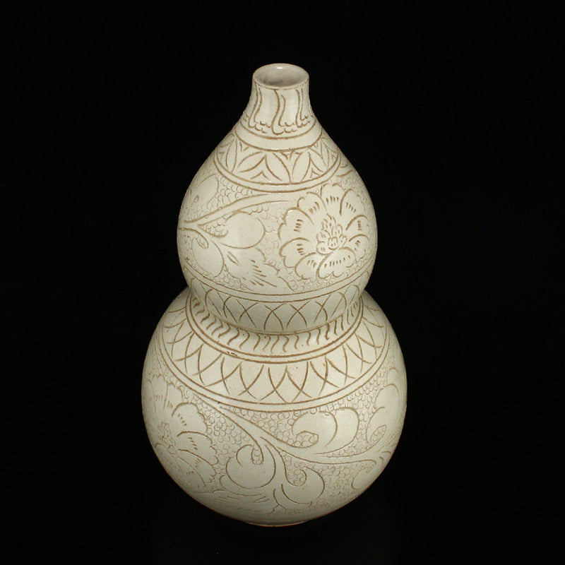 Chinese White Glaze Ding Kiln Porcelain Gourd Bottle