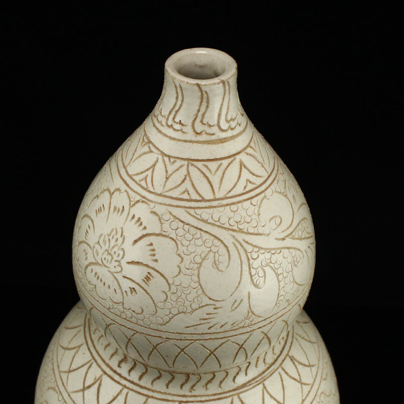 Chinese White Glaze Ding Kiln Porcelain Gourd Bottle