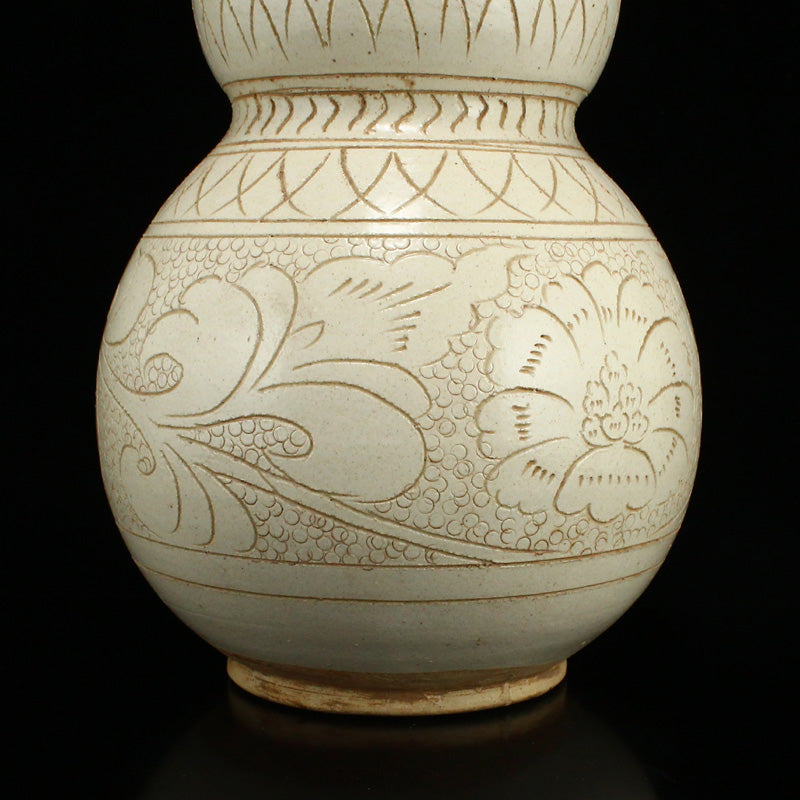 Chinese White Glaze Ding Kiln Porcelain Gourd Bottle