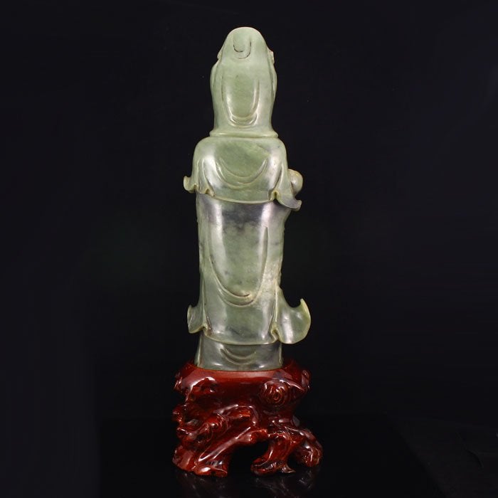 Old Chinese Hetian Jade Ruyi Kwan-yin Statue