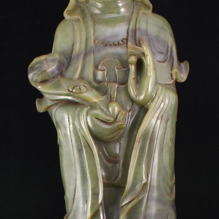 Old Chinese Hetian Jade Ruyi Kwan-yin Statue