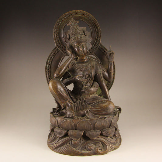 Chinese Bronze Six Arms Kwan-yin Statue