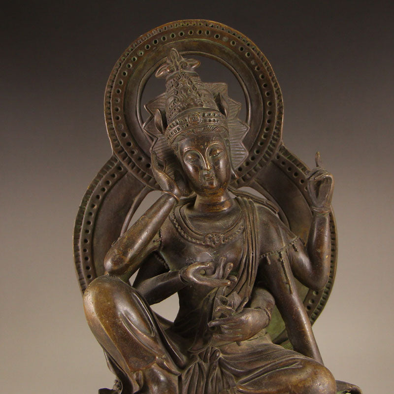 Chinese Bronze Six Arms Kwan-yin Statue