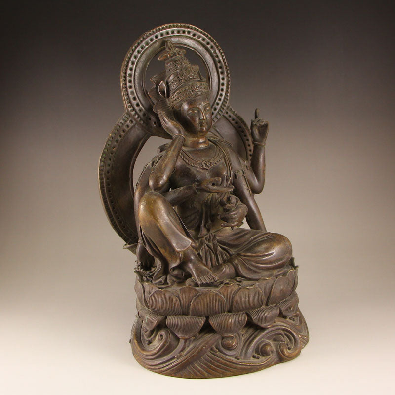 Chinese Bronze Six Arms Kwan-yin Statue