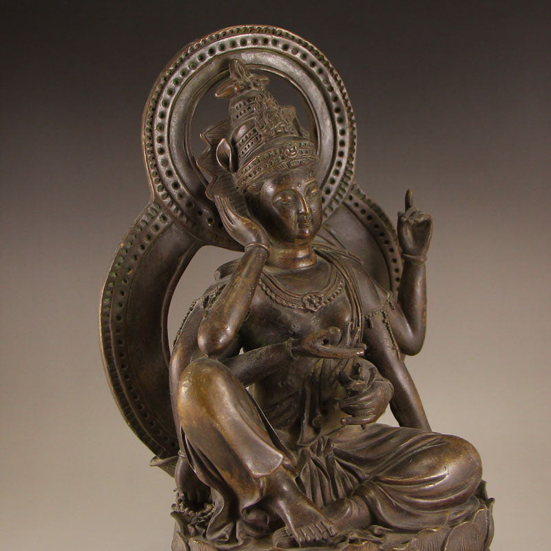Chinese Bronze Six Arms Kwan-yin Statue