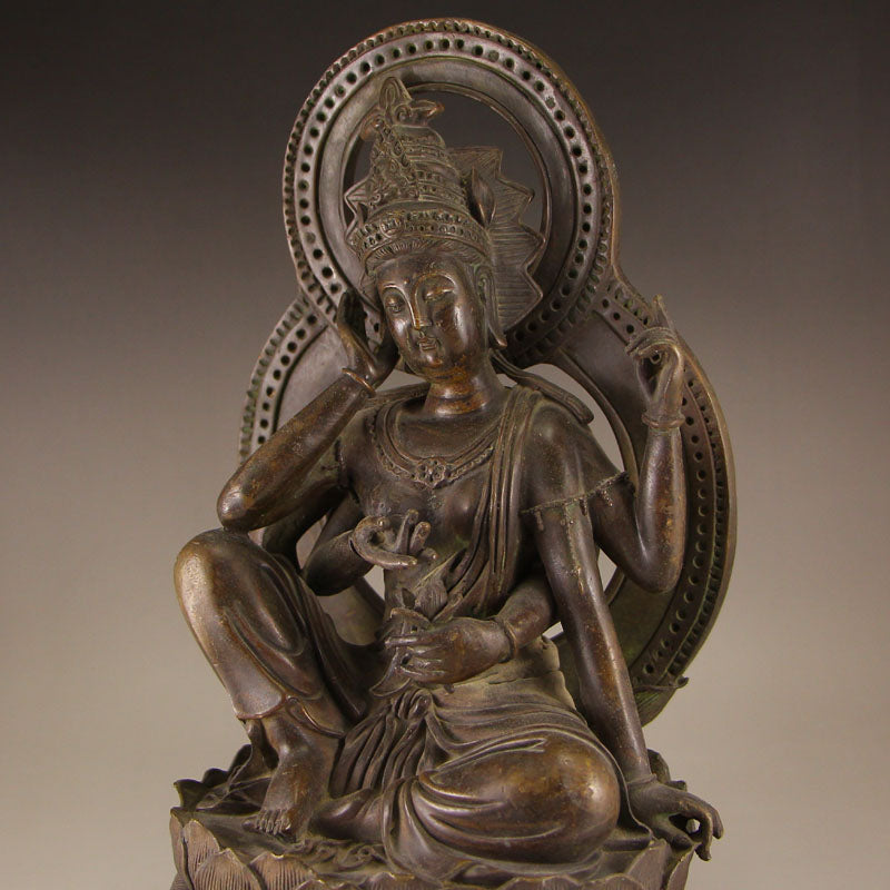 Chinese Bronze Six Arms Kwan-yin Statue