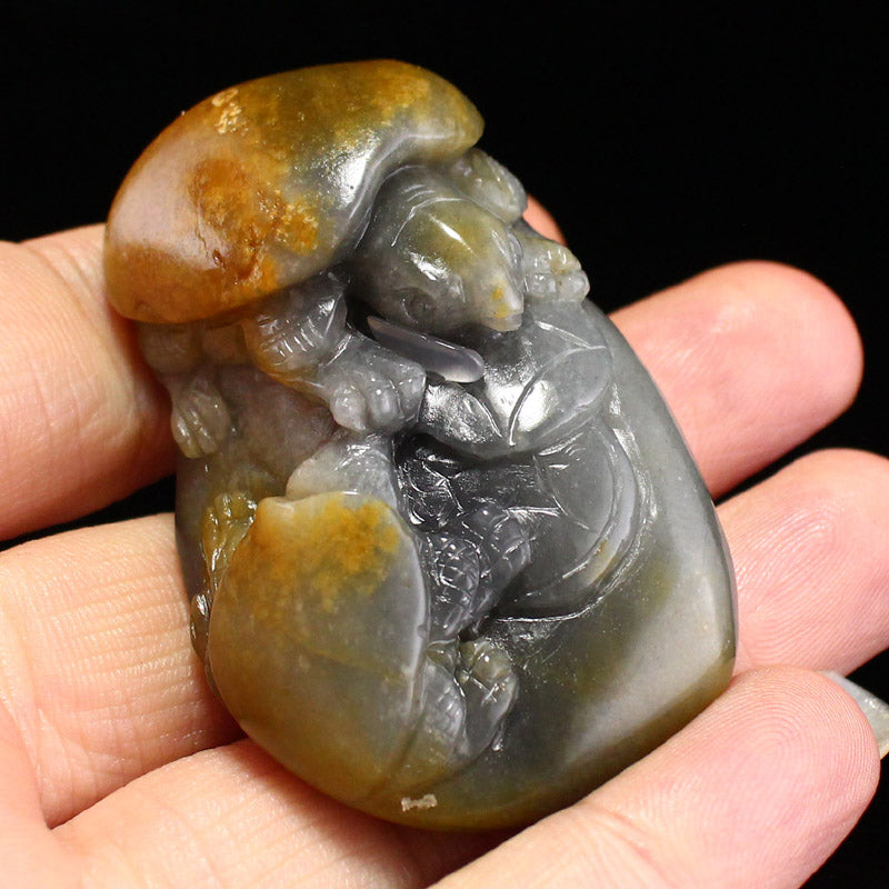 Natural Hetian Jade Carved Turtle Pendant