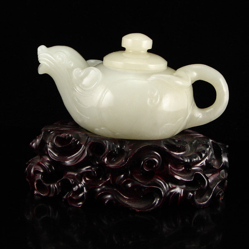 Superb Chinese Hetian Jade Fortune Mouse Teapot