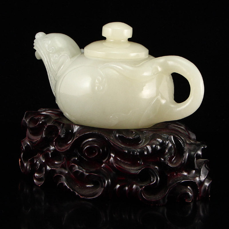 Superb Chinese Hetian Jade Fortune Mouse Teapot