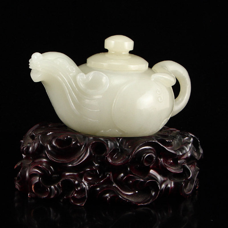 Superb Chinese Hetian Jade Fortune Mouse Teapot