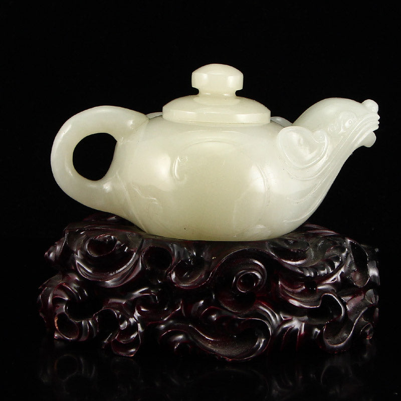 Superb Chinese Hetian Jade Fortune Mouse Teapot