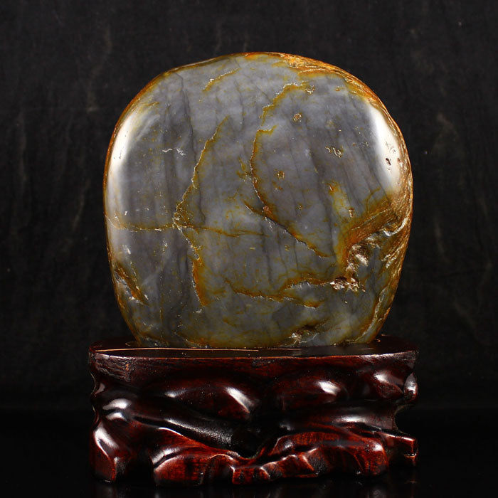 Chinese Natural Hetian Jade Carved Arhat & Beast Statue