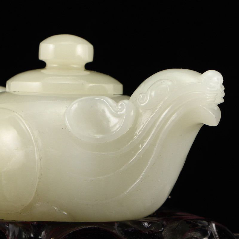 Superb Chinese Hetian Jade Fortune Mouse Teapot