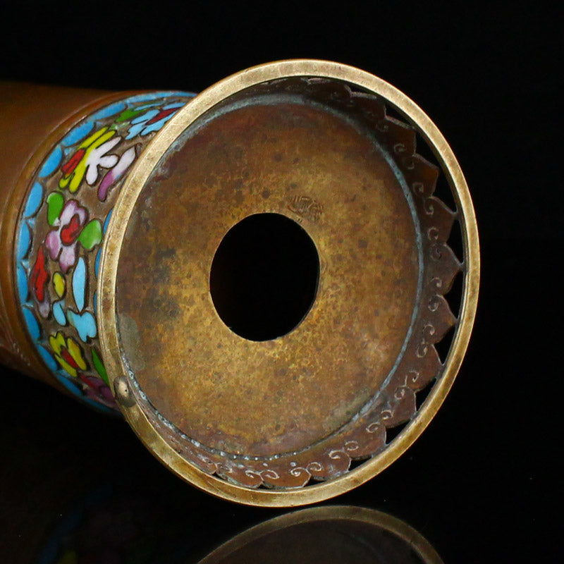 Chinese Qing Dynasty Bronze Enamel Smoke Lamp