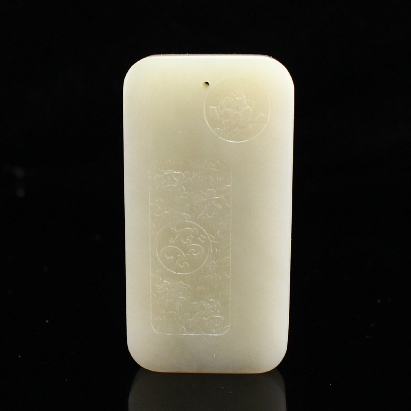 Chinese Hetian Jade Low Relief Fortune Dragon Pendant