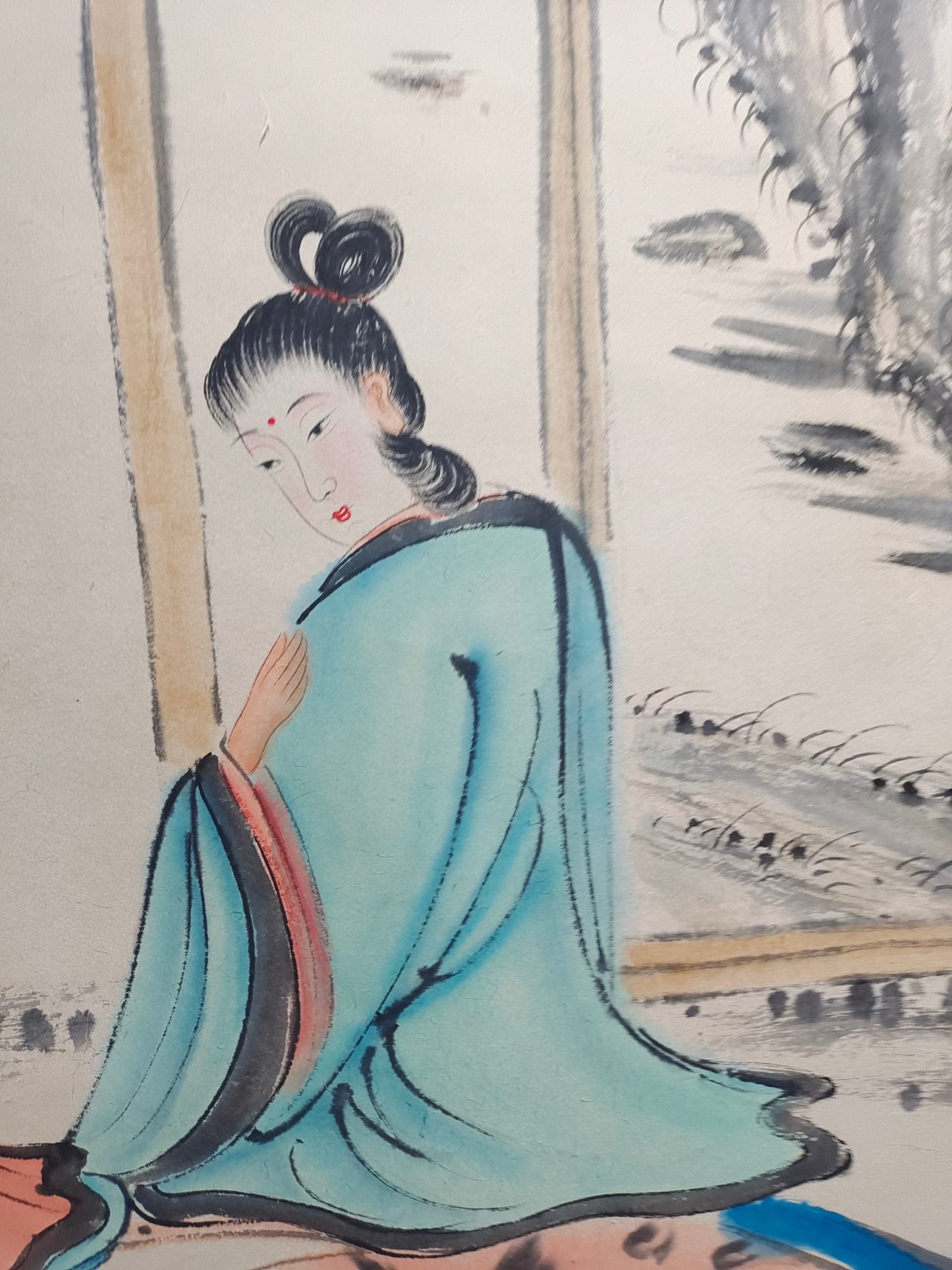 Chinese Watercolour On Xuan Paper Figure Painting