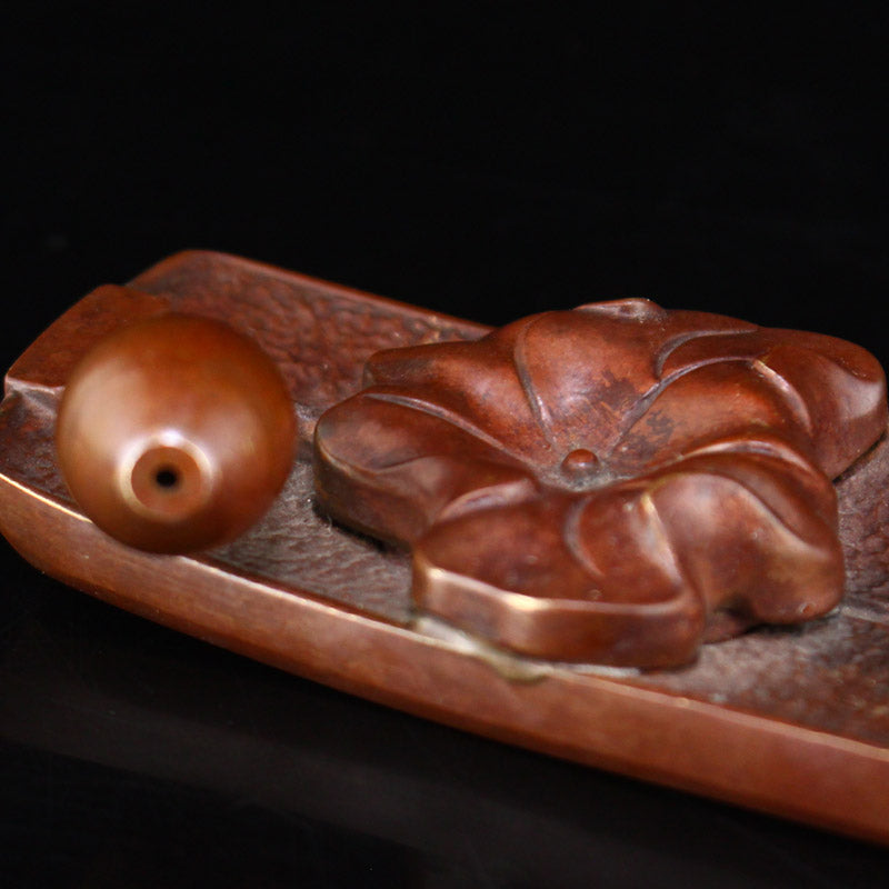 Old Copper Lotus Leaf Incense Burning Tool