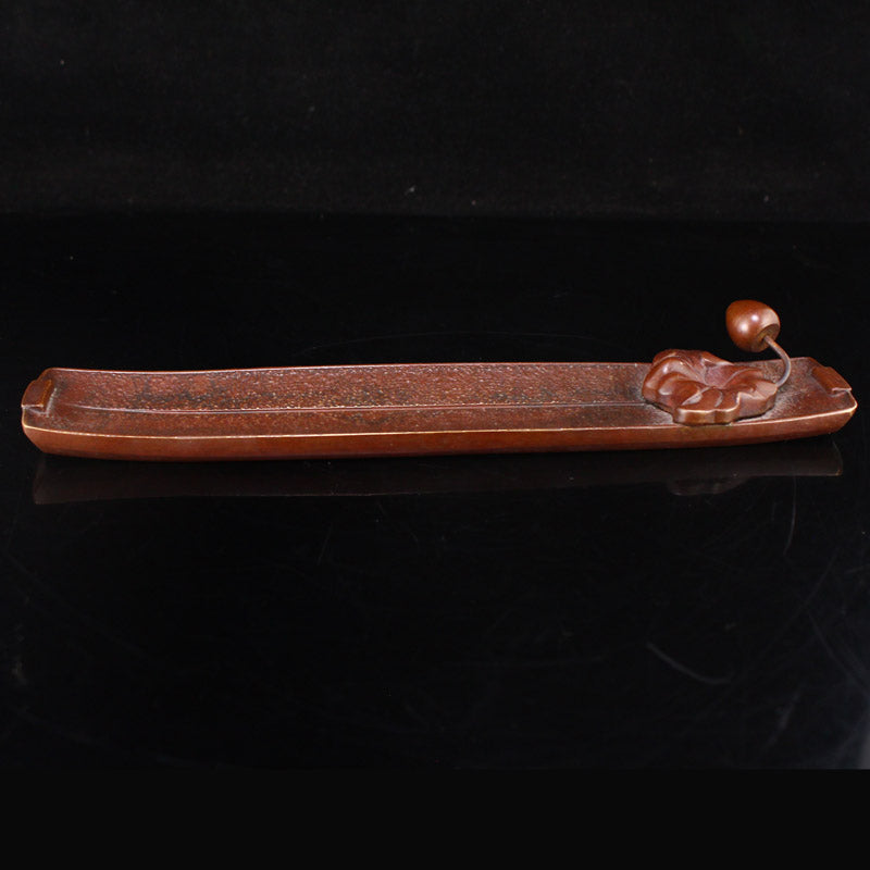 Old Copper Lotus Leaf Incense Burning Tool