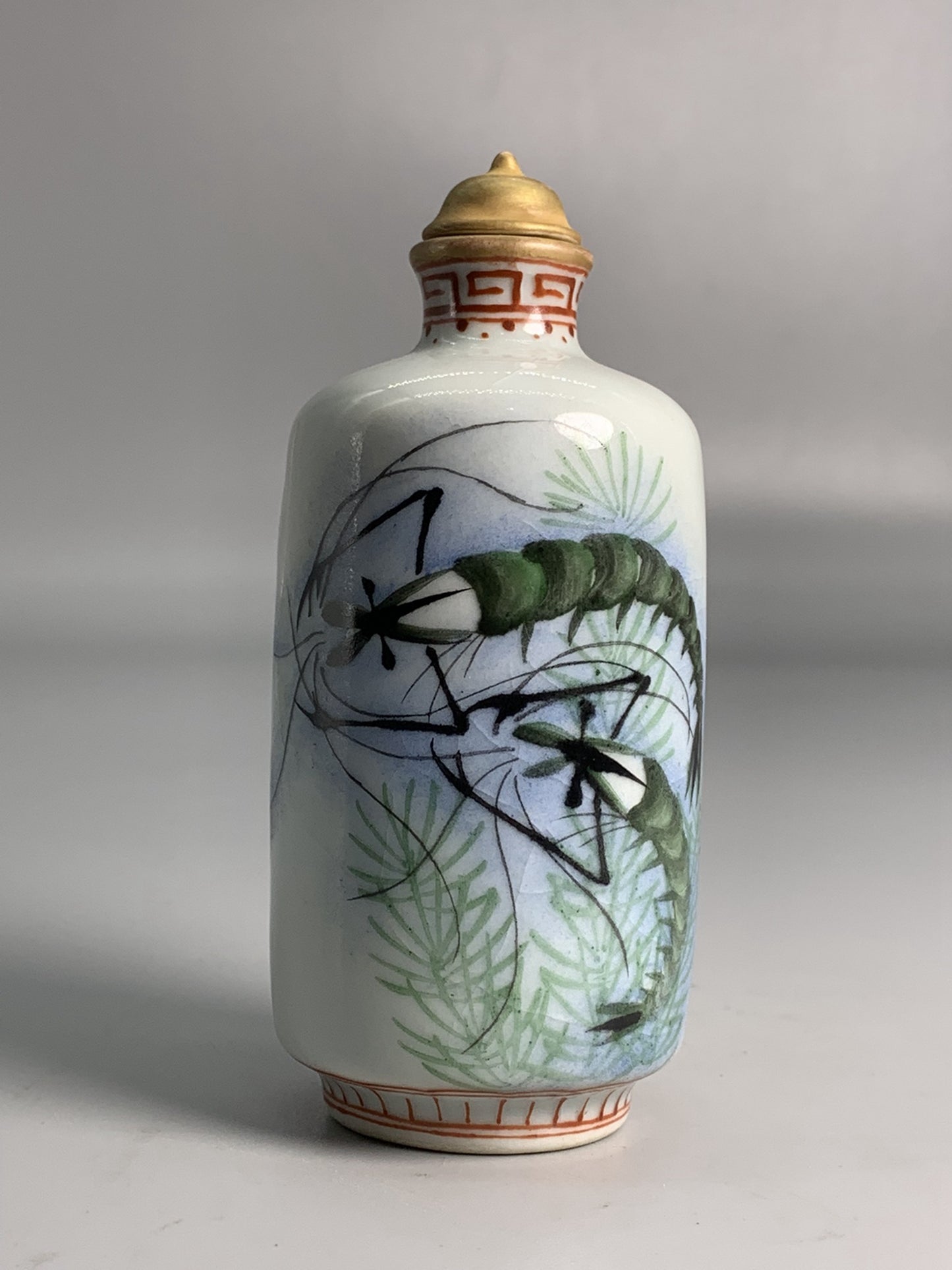 Chinese Porcelain Shrimp Design Snuff Bottle