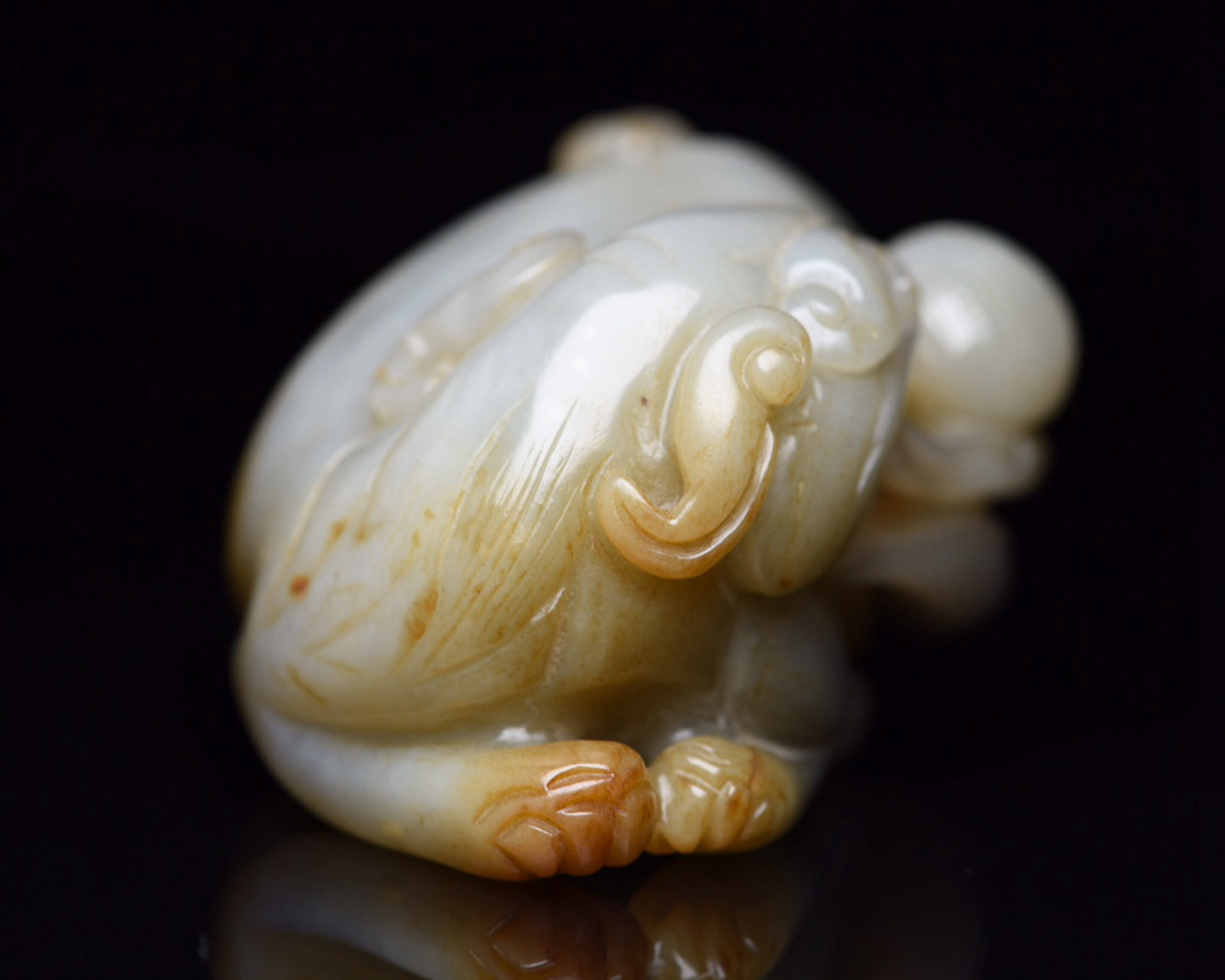 Vintage Chinese Hetian Jade Double Beast Statue