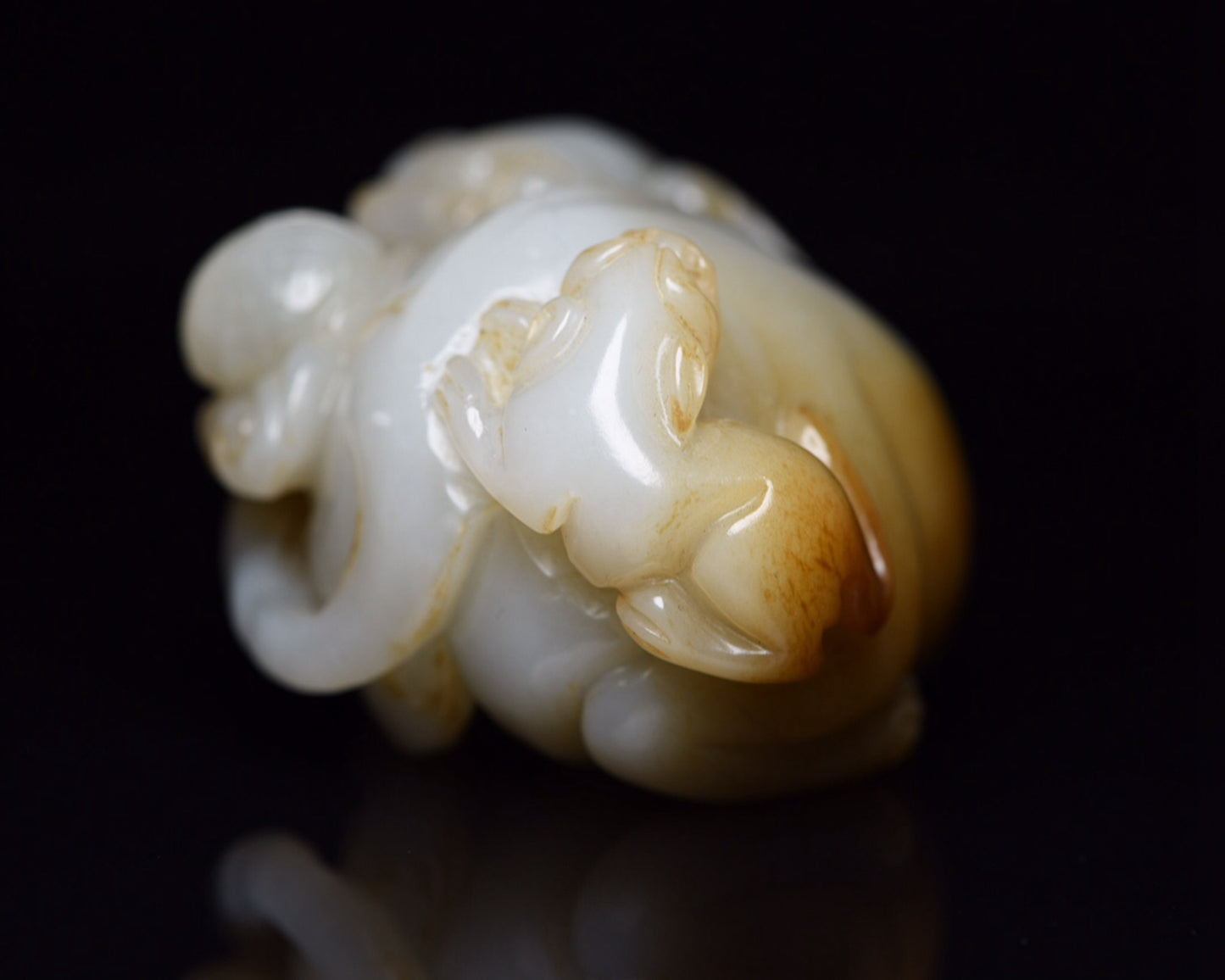 Vintage Chinese Hetian Jade Double Beast Statue